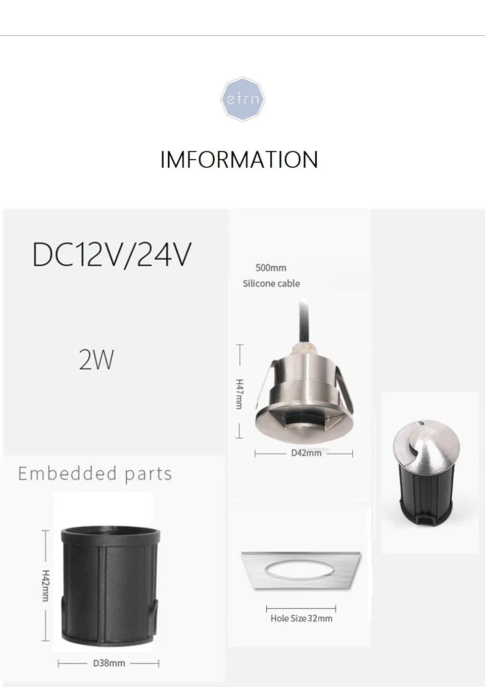 etrnLED 12V 24V Outdoor Garden Side Light Recessed Ground Spot Decking Floor Terrace Lamp Stairs Step Waterproof IP68 RGB RGBW