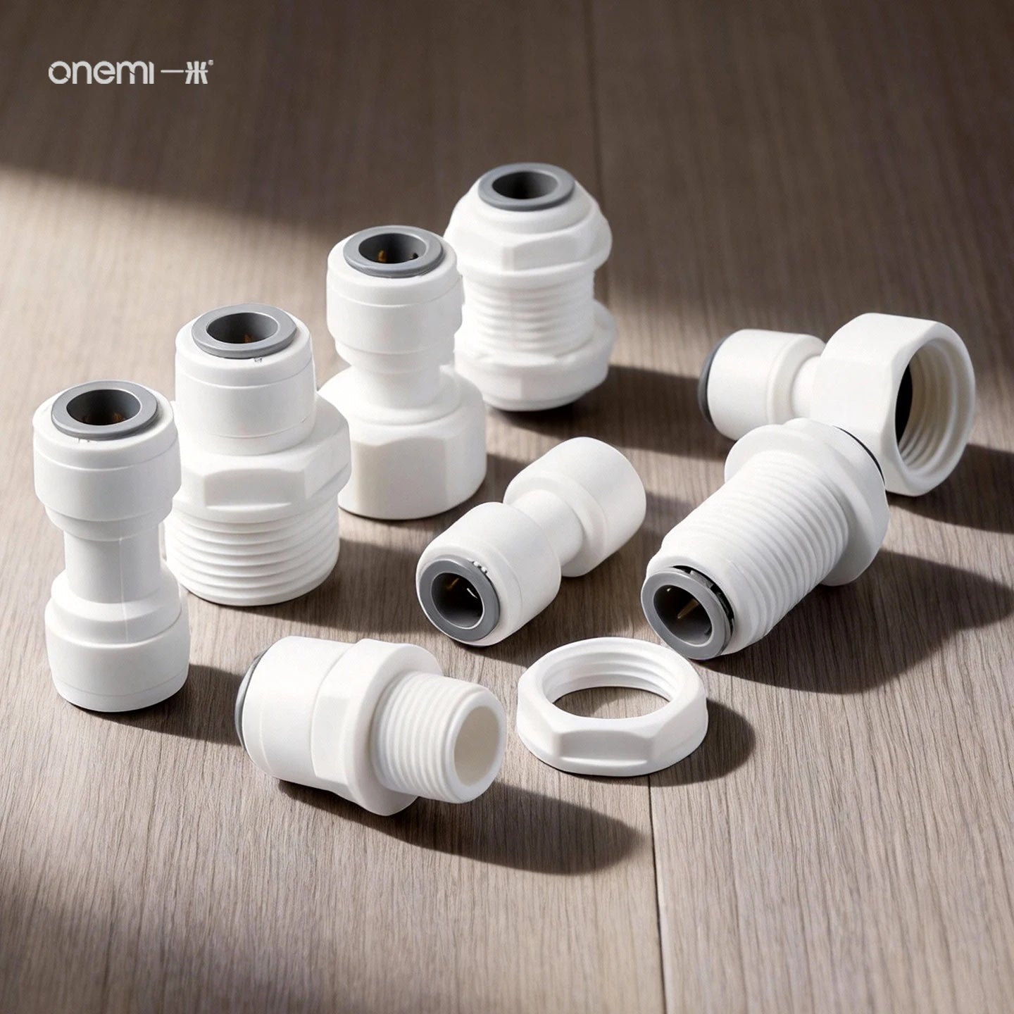 OEM Manual Ball Valve Quick Connect Reducing Union Fitting 1/4 Inch to 3/8 Inch POM Step Down Adapter for Car RO Water Filter