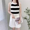 2024 Summer Women's Short Knitted Striped Ribbed Tank Top Breathable and Sustainable