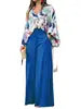 Women's Spring Pants Set Casual Two Piece Set Loose Long Sleeve Shirt High Waist Wide-leg Pants Fashion Pants Suits