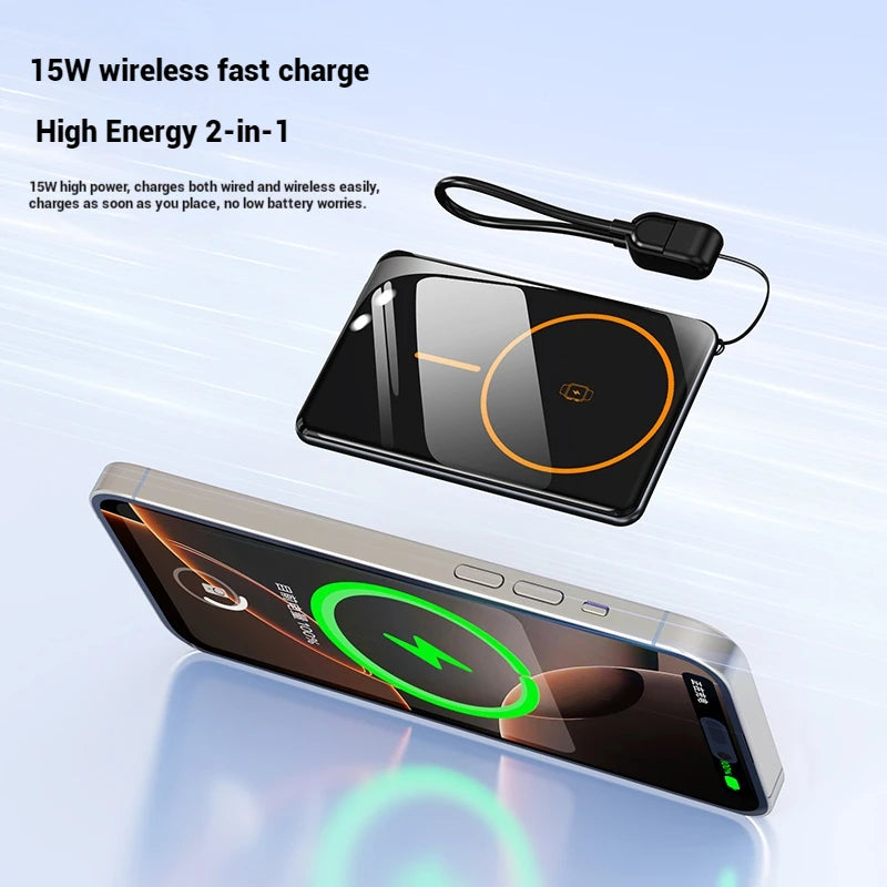 New Style Thin 15W Magnetic Wireless 5000mAh Power Bank 10000mAh Fast Charging  Power Station for Phone Watch & Earbuds