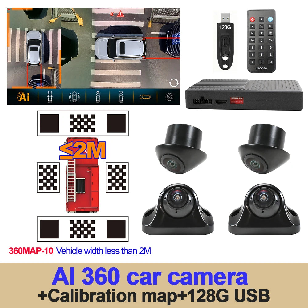 Super Night Vision 1080p 3D Car 360 Around View Camera System With Ai Function