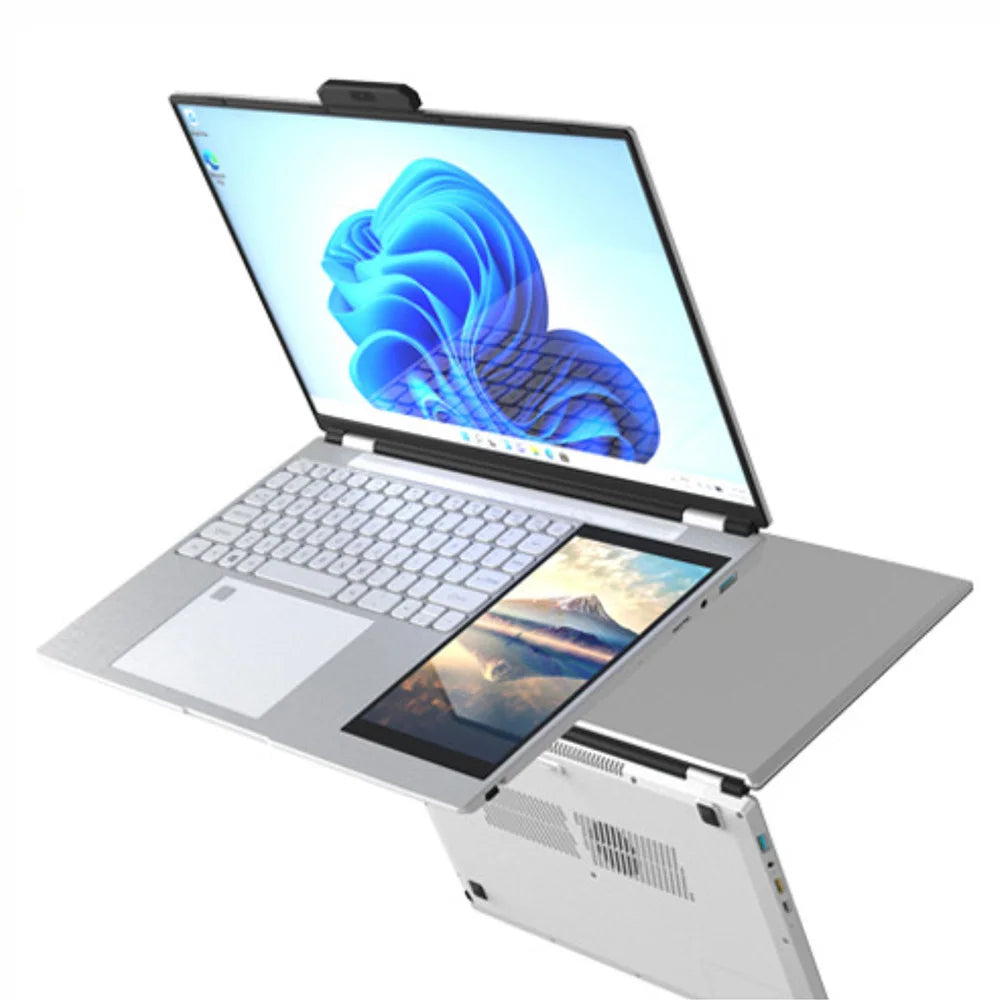Hot Wholesale Brand New Ultrathin  15.6" +7" Dual Display N100 32G RAM 1TB  2TB SSD Touch Screen Business Office Aluminum Laptop