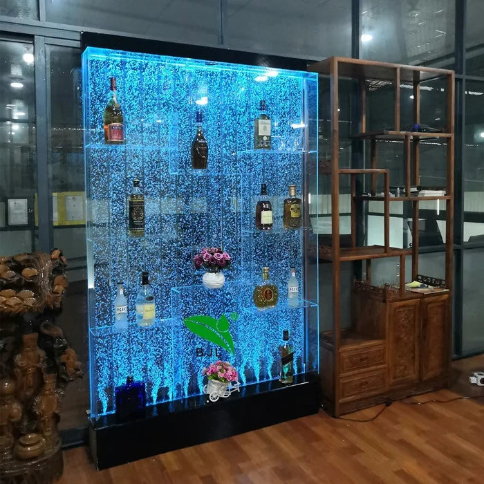 Home Wine bar Cabinet Furniture Colourful Acrylic Water Bubble Wall Led Wine Cabinet