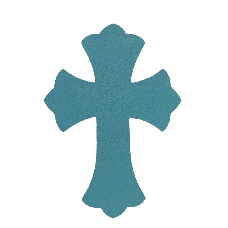 4.5*6.5cm Sheepskin Leather Patch With Cross Shaped Leather Label Genuine Leather DIY With Multiple Colors-106-182