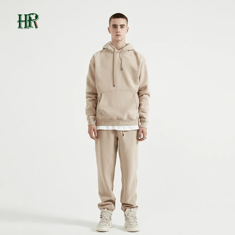Wholesale Organic Cotton Sweatpants and Hoodie Set Custom Sweat Suits Casual Unisex Tracksuit