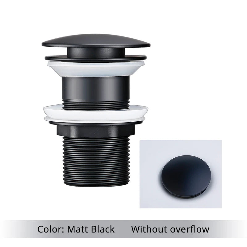 Bathroom Basin Gunmetal Pop-Up Drain Waste Stopper Sink Accessories Solid Support Round Bathtub Brass Flush Drain
