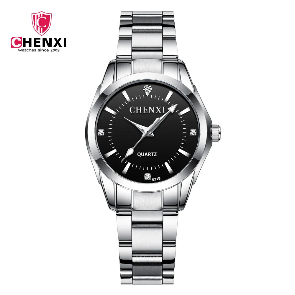 CHENXI Brand Couple Watch Luxury Women's Casual Watches Waterproof Watch Women Fashion Dress Rhinestone WristWatch CX021B
