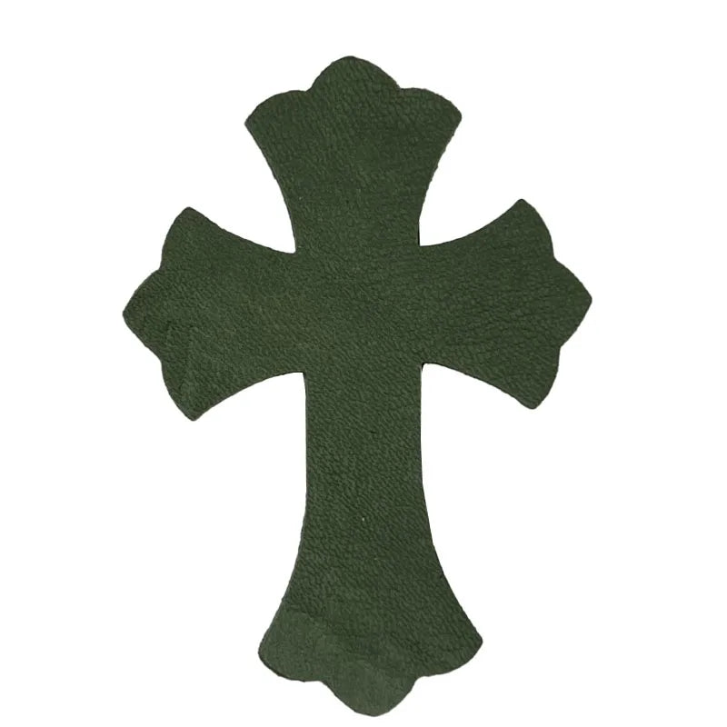 4.5*6.5cm Sheepskin Leather Patch With Cross Shaped Leather Label Genuine Leather DIY With Multiple Colors-106-182