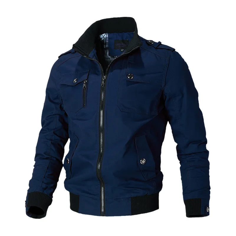Bomber Jacket Men Fashion Casual Windbreaker Jacket Coat Men Spring Autumn New Hot Outwear Solid Stand Slim Jacket Mens