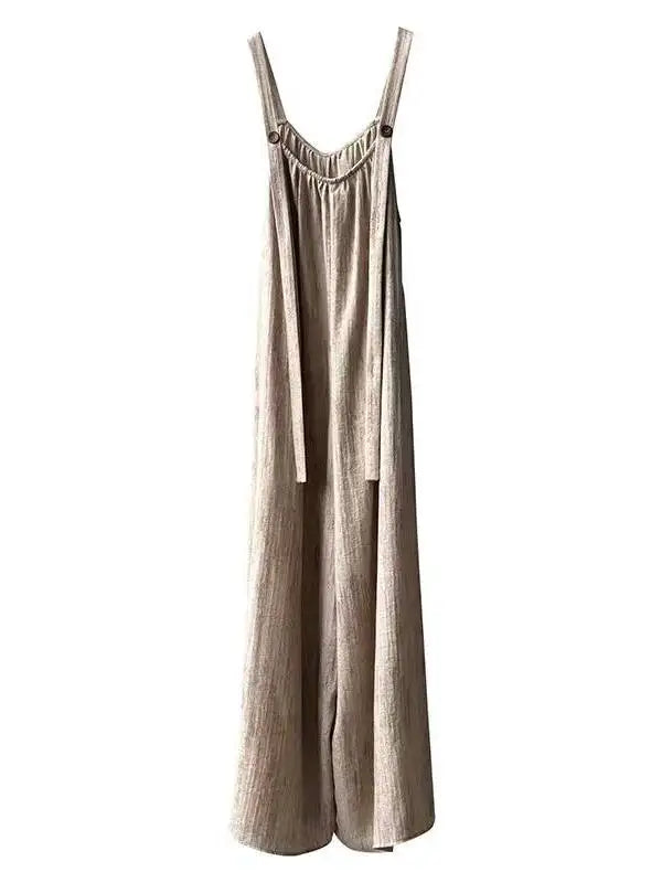 Boutique Wholesale 2025 Summer New Fashionable V-neck Loose and Versatile Casual Wide Leg Women's Jumpsuit