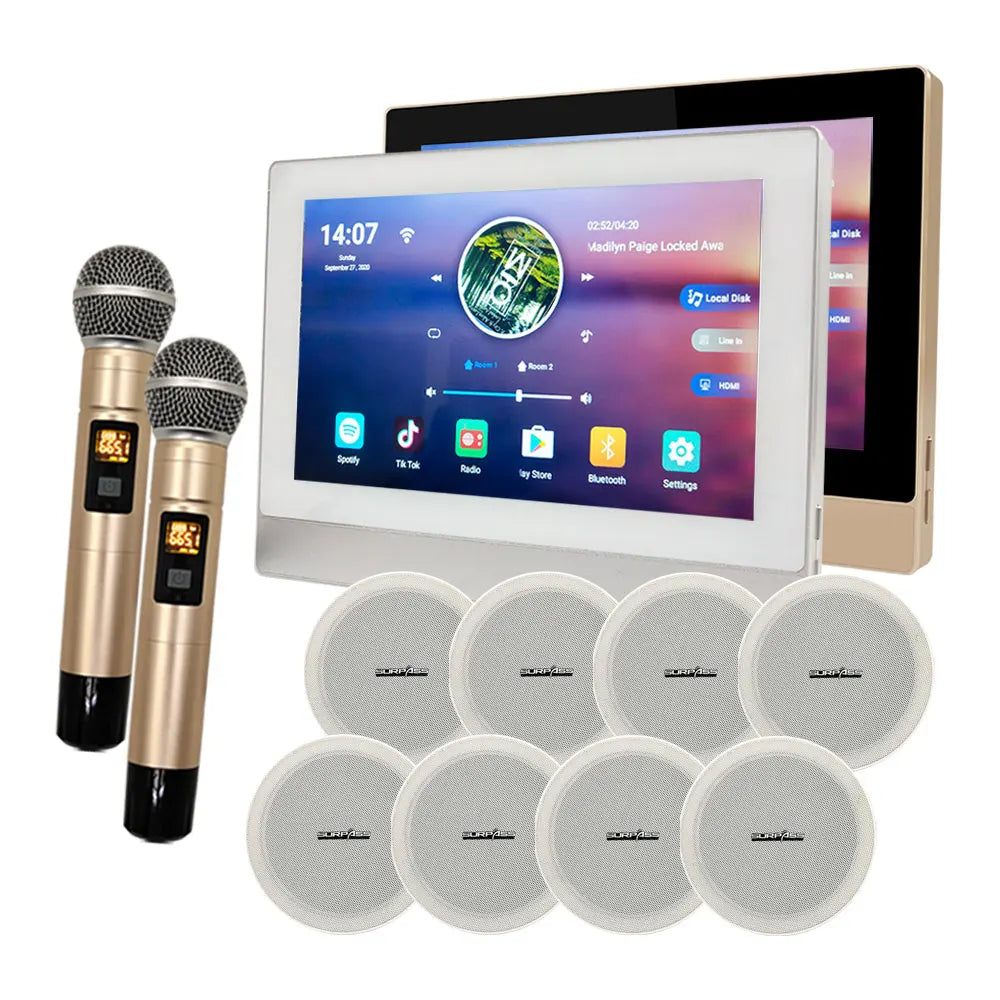 PW7820K+CR620 in Wall Amplifier With PA Ceiling Speaker Set Wireless Microphone Karaoke Stereo Home Theatre System