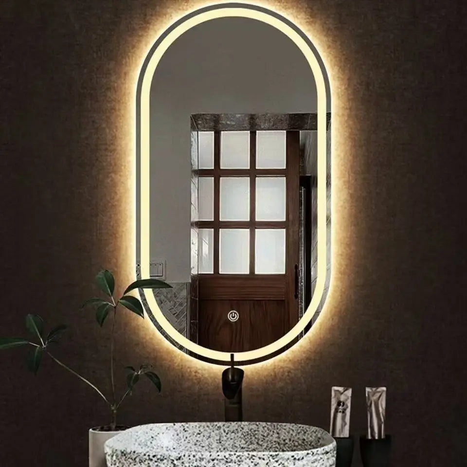 60X90 Oval Bathroom with Light Wall Hanging Bathroom Desktop Makeup Hanging Mirror