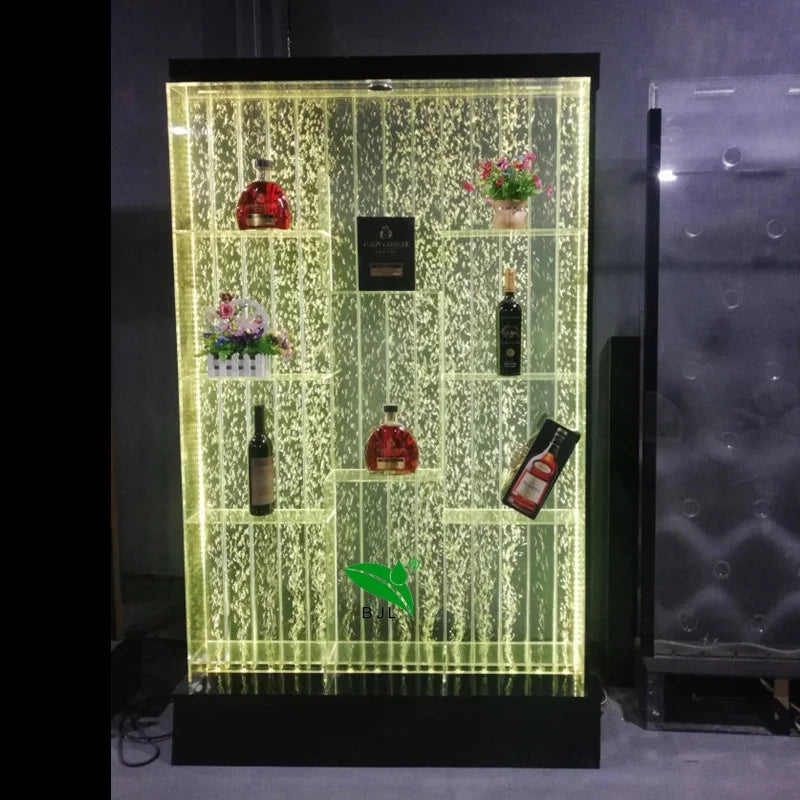 Home Wine bar Cabinet Furniture Colourful Acrylic Water Bubble Wall Led Wine Cabinet