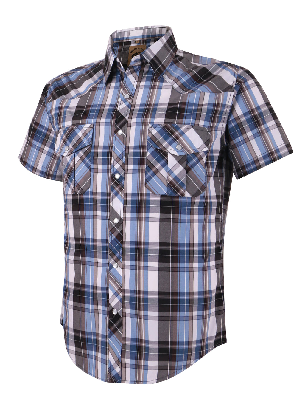 Men's Western Cowboy Short Sleeve Pearl Snap Button up Casual Work Plaid Shirts