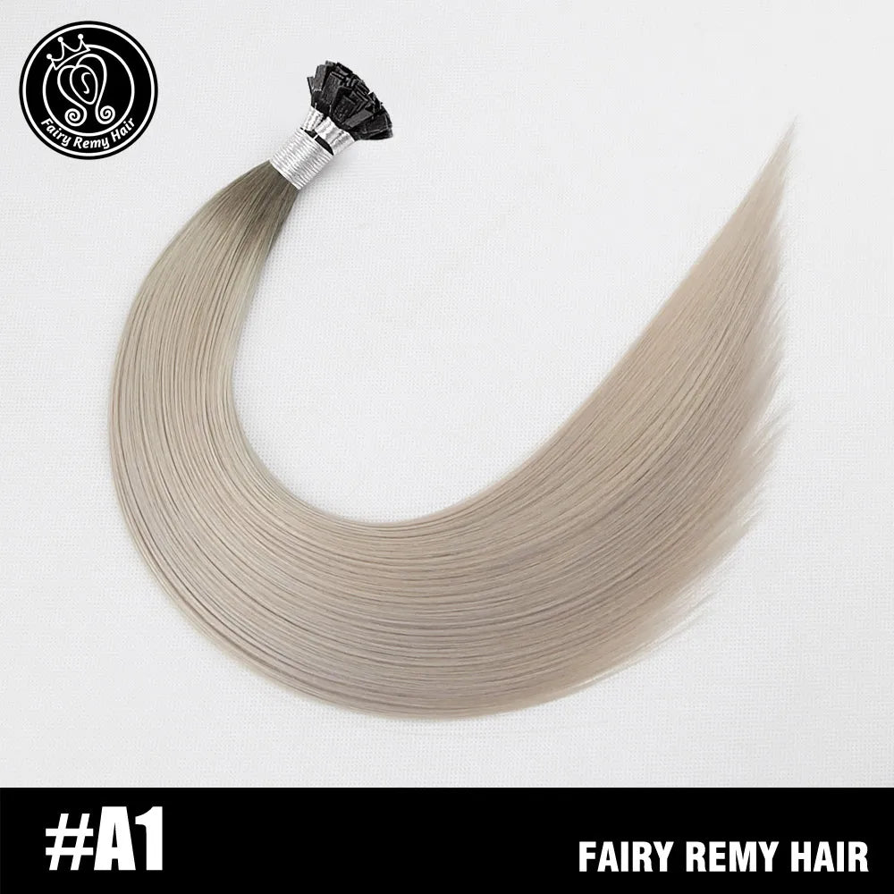 Fairy Remy Hair 20-22" Remy Keratin Flat Tip Human Hair Extensions Straight Capsules Natural Pre Bonded Hair 0.8g/Strand