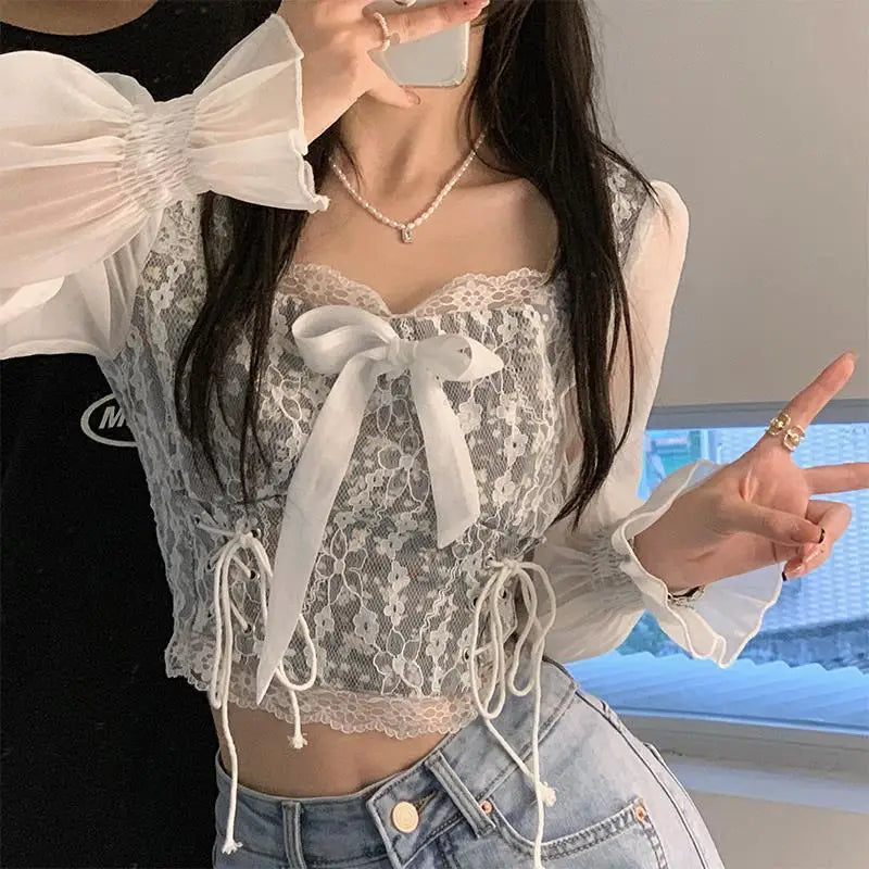 2023 Hot Sale Women Summer Floral Square Collar Vest Tank Tops Lace High Waist Slim Pullover Sexy Top