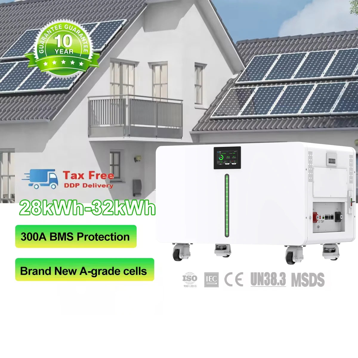 Large Capacity Solar Batteries Lithium 32kwh 30kwh 51.2V 628Ah Lithium Batteries 11000 Cycles Mobile