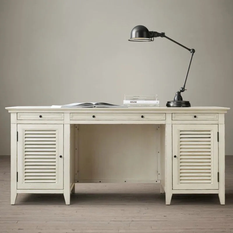 American Country Vintage Oak Computer Desk Solid Wood Home Children Study Table Drawer Storage Customizable Computer Desks