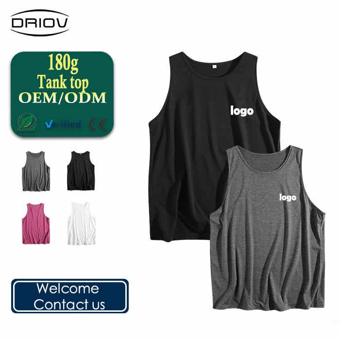 Mens Oversized Sleeveless 180gsm Tank Top Casual Breathable Cotton Blend Workout Gym Shirt for Men