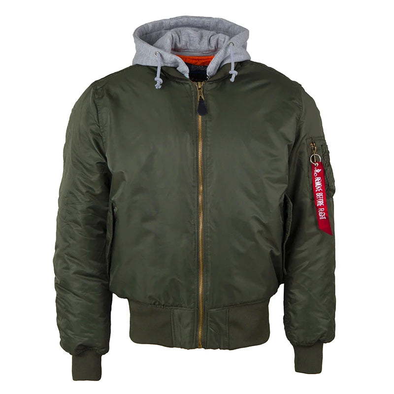 2025 aw winter bomber flight jacket MA-1 with hood streetwear clothes mens clothing hip hop baseball letterman oversized varsity