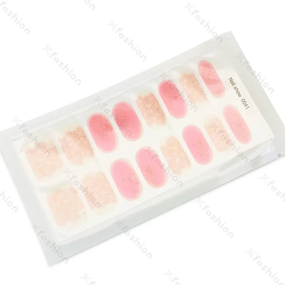 Hot Sale 16 Tips Solid Color Semi-Cured Gel Nail Stickers UV Light Durable Waterproof Long-Lasting Gel Nail Stickers Wholesale