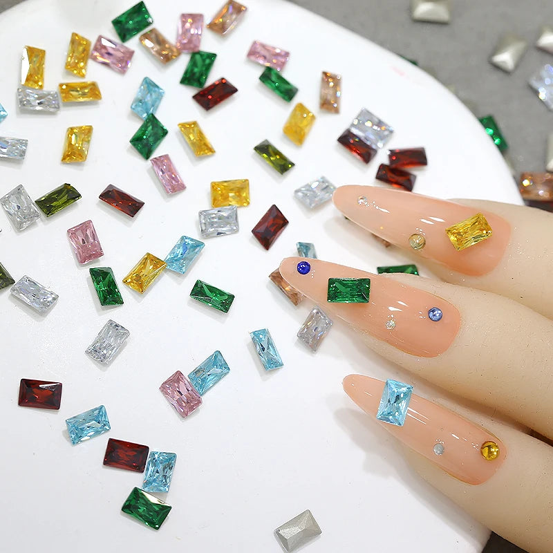 Z89 Glitter Shimmer High Quality Diamond Nail Jewelry Colorful 4*6mm Glass Crystal Nail Rhinestones Diy Nail Supplies