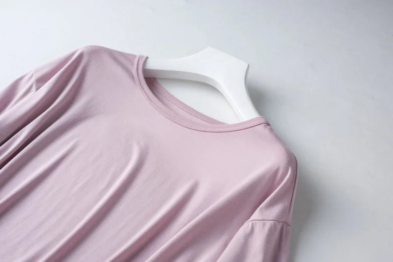2026 Summer New Pajama Set Women's Modal Short Sleeve Shorts Two Piece Set Ladies Solid Loose Large T-shirt Homewear Women Shirt