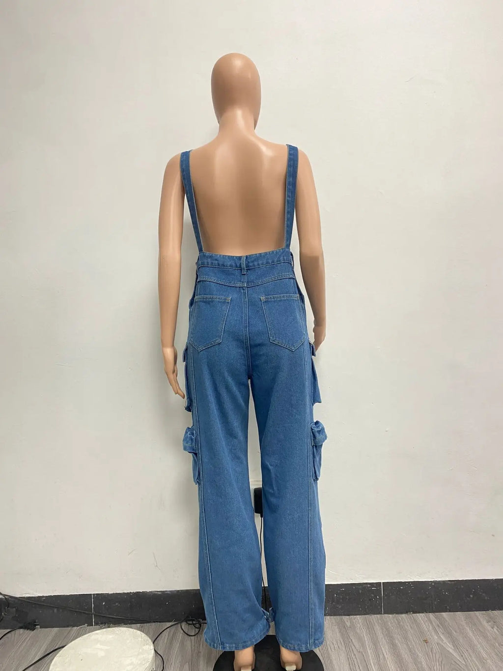 NY8160 High Quality Fashion Cargo Denim Jumpsuits Women Wide Leg Overalls Loose Strap Jean Jumpsuit Women