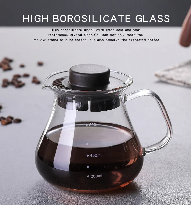 2022 New Arrival Coffee & Tea Sets Glass Pour Over Coffee Maker with Mesh Filter Coffee Tools Set