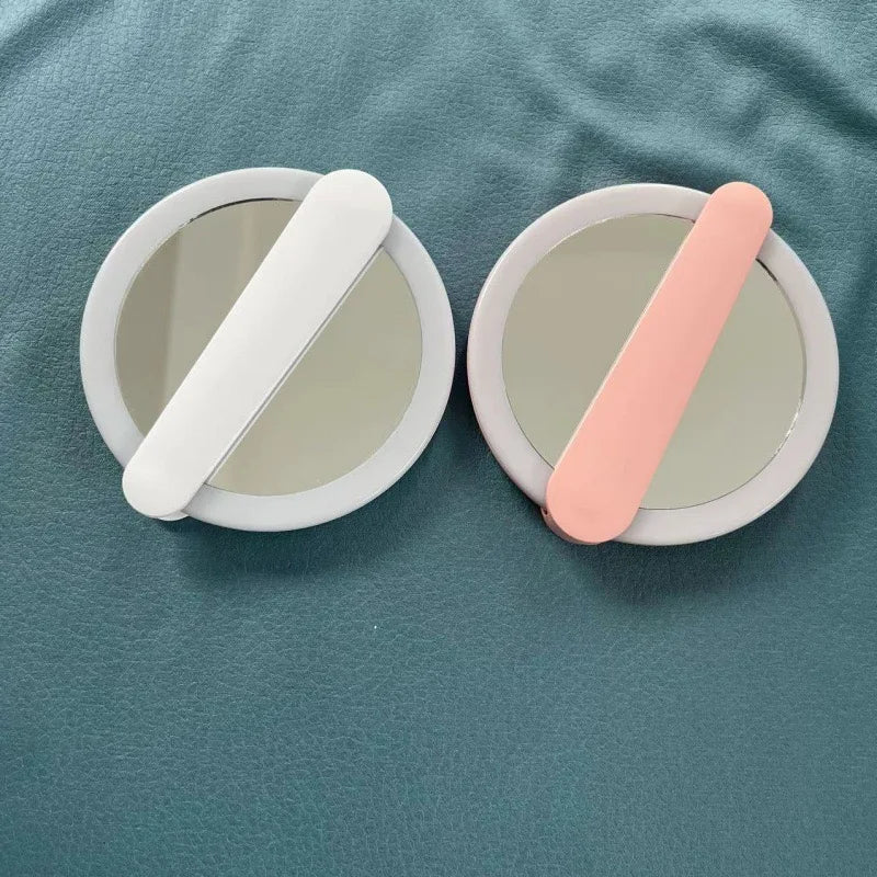 Portable Handheld Tabletop LED Mirror Compact Rechargeable Pocket Makeup Mirror with Lights Personalized Features