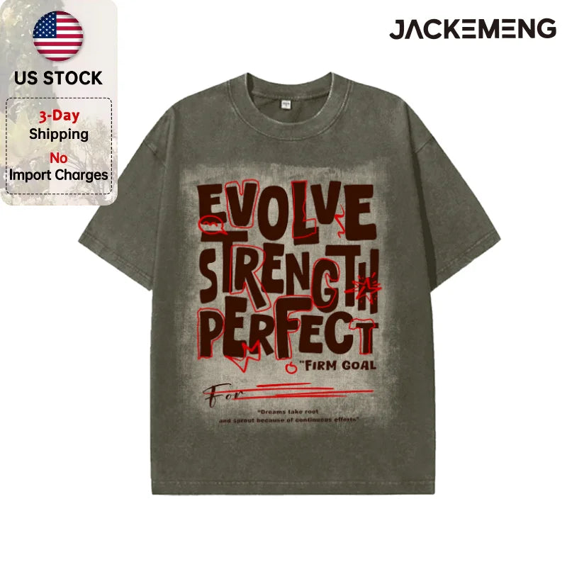 Oversized Washed Retro Inspirational Streetwear Print Tshirt USA Stock Wholesale Y2K Casual Tee