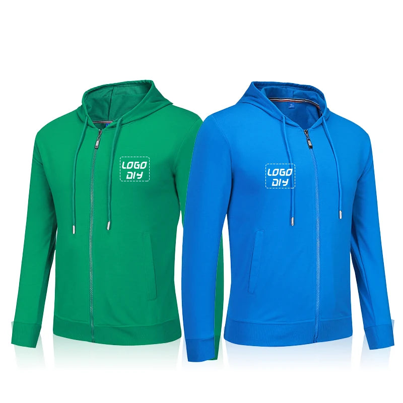 Comfortable Fabric Cotton Men's Hoodies Zipper up Hooded Sweatshirts Support Custom Printed logo Sweater