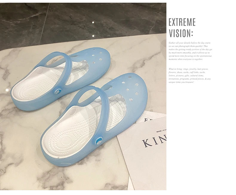 New Summer Jelly Sandals Women Outdoor Casual Slip On Garden Beach Shoes Female Rubber Clogs Non-slip Slides Breathable Slippers