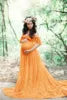 Top Sales Off Shoulder Tulle Elegant Slim Fit Gown Baby Shower Photography Maxi Maternity Dress Photoshoot DGPD-001