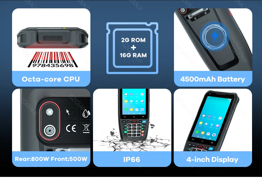 Android 10 Handheld Terminal PDA Honeywell Barcode Scanner 1D 2D Scanner Portable Data Collector with 4G WiFi Bluetooth NFC