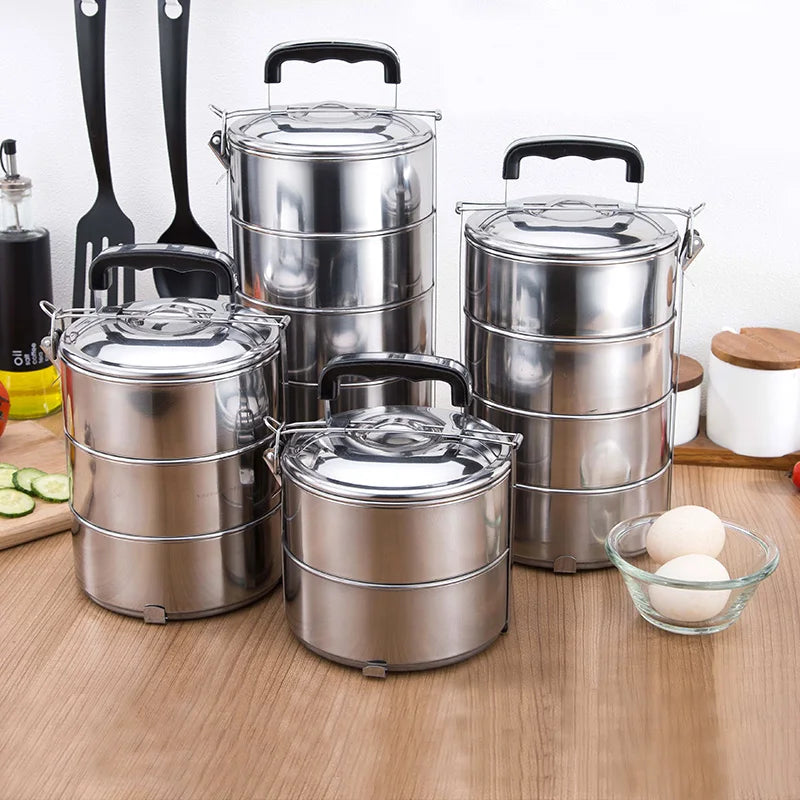 Multi-layer Stainless Steel Lunch Box Large Capacity Adult Camping Bento Box Kids Worker Portable Meal Food Containers BPA free