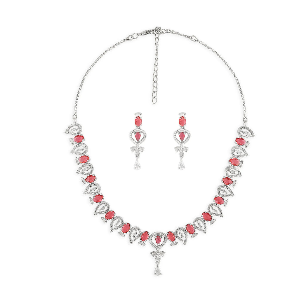 Luxury Custom-shaped Zircon Bridal Jewelry Set Rhodium Plated Earrings Necklace Women Classic Hot Selling Wedding Party Gift