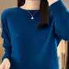 S-XXL Round Neck 100% Cashmere Knit Women's  Pullover Loose Bottom Sweater Autumn/Winter New Solid Color Sweater