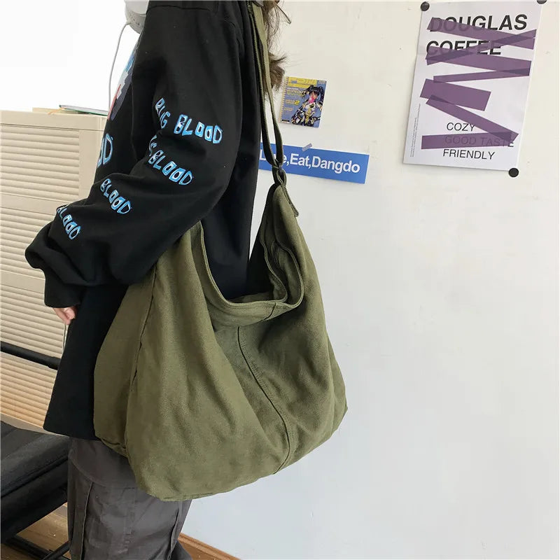 HOCODO New Bags for Women 2022 Canvas Shoulder Bag Fashion Large Capacity Handbags Female Casual Travel Bags Soft Crossbody Bags