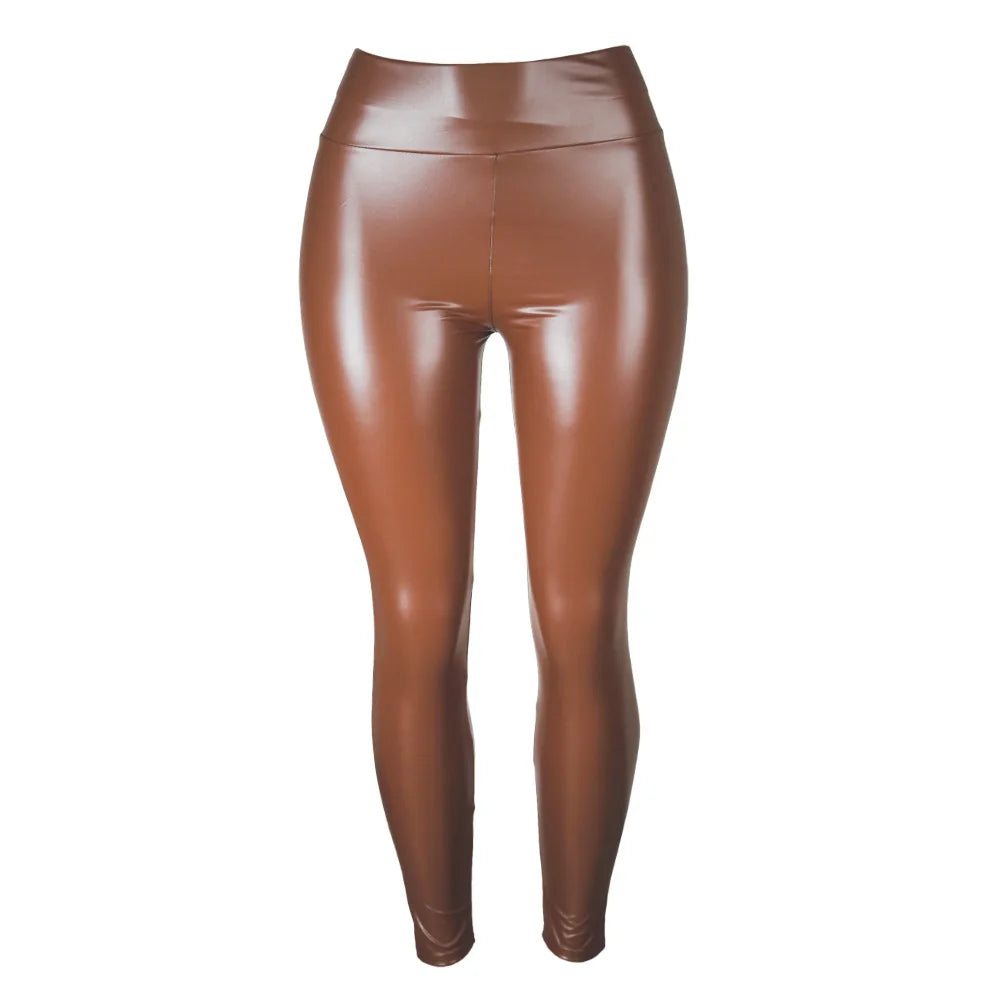 Outfits Women Pencil Pants PU Leather Leggings Thicken Winter Warm Skinny Pants Elastic High Waist Hip Push Up Latex Trousers