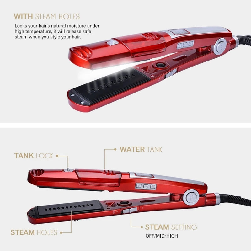 Portable 2 in 1  Flat Iron Steam Care Hair Straightener Steam and Dry Iron Hair Straighteners