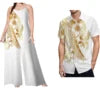 Low Price Custom Plus Size Polynesian Clothing Casual Sets of Couples Samoan Tribal Print Men Shirt Women Loose Rompers 2pc Sets
