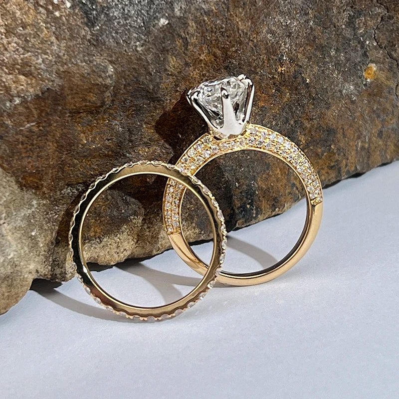 Luxury Round Cut D VVS2 1.5CT Diamond With IGI Real 18K Solid Gold Ring Lab Diamond Jewelry Engagement Rings