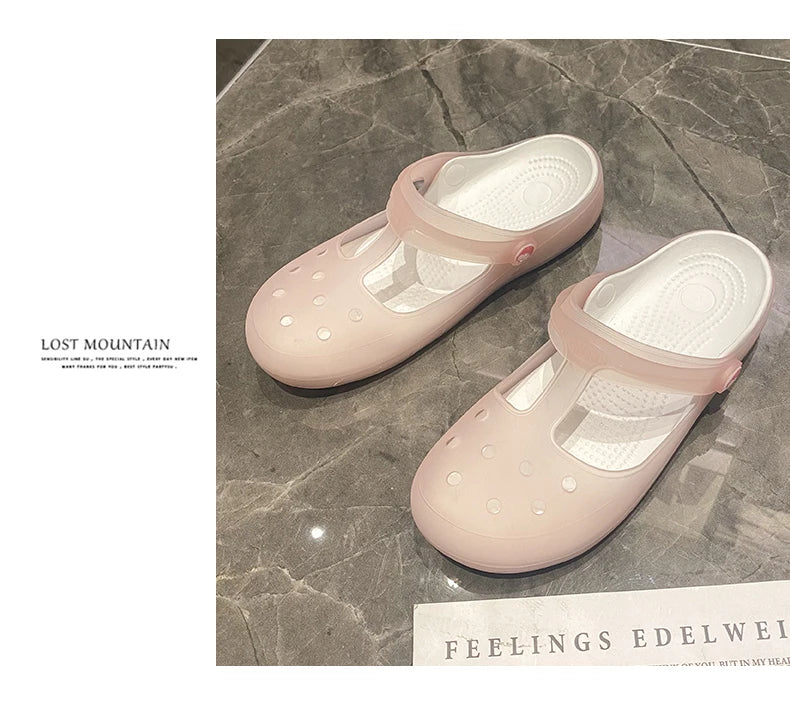 New Summer Jelly Sandals Women Outdoor Casual Slip On Garden Beach Shoes Female Rubber Clogs Non-slip Slides Breathable Slippers