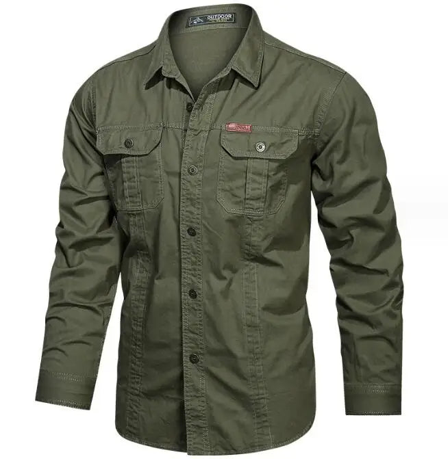 Multi-pocket Long Sleeve Outdoor Shirt Hiking Shirts Regular Fit Jacket Mens Casual Big Size Cargo Shirt