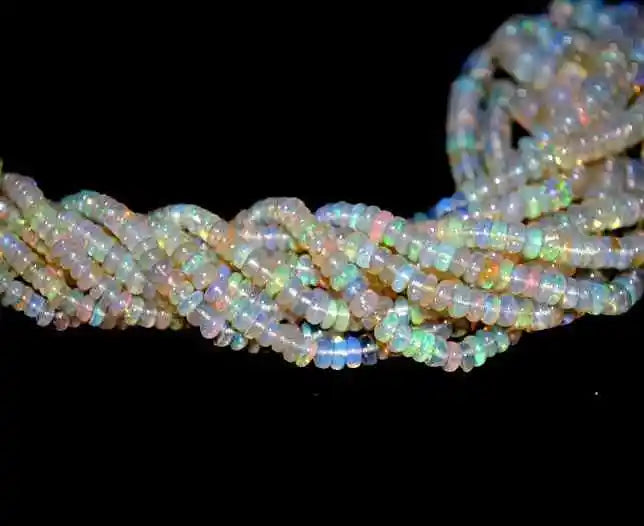 Ethiopian Opal Plain Rondelle Shape Loose Gemstone Multi-fire Beads Making Jewelry Wholesale Price Natural Amazing Quality