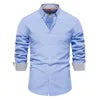 OEM Autumn Clearance Sale Men's Oversize Casual Blouse Long Sleeves Yarn-Dyed Shirts Breathable Shirt
