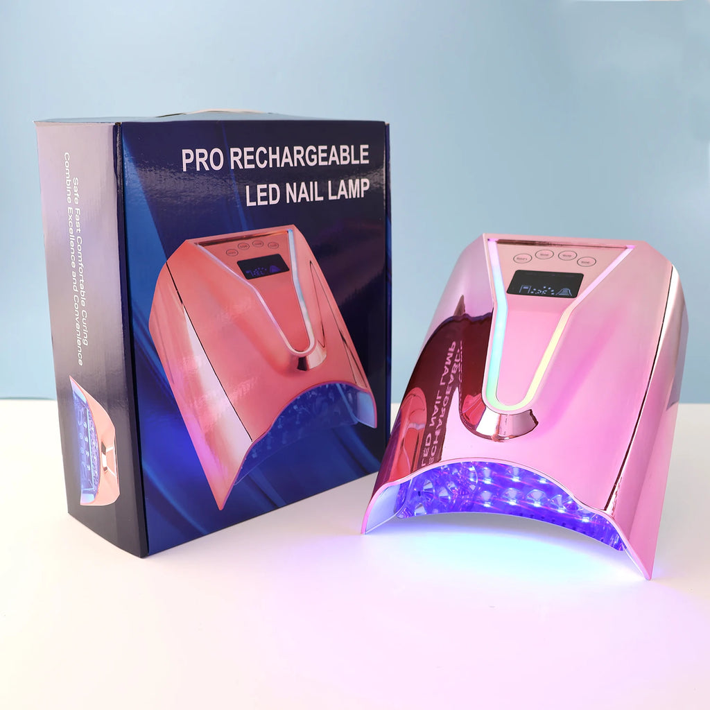 Custom Glowing logo Professional High Power 128W Wireless Rechargeable UV Led Gel Lamp Light Strip Gel Dryer Pro Cure