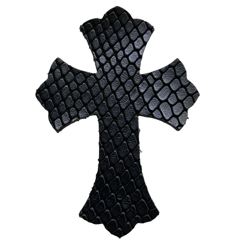 4.5*6.5cm Sheepskin Leather Patch With Cross Shaped Leather Label Genuine Leather DIY With Multiple Colors-106-182